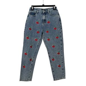 CIDER jeans cherries embroidered high riseSmall